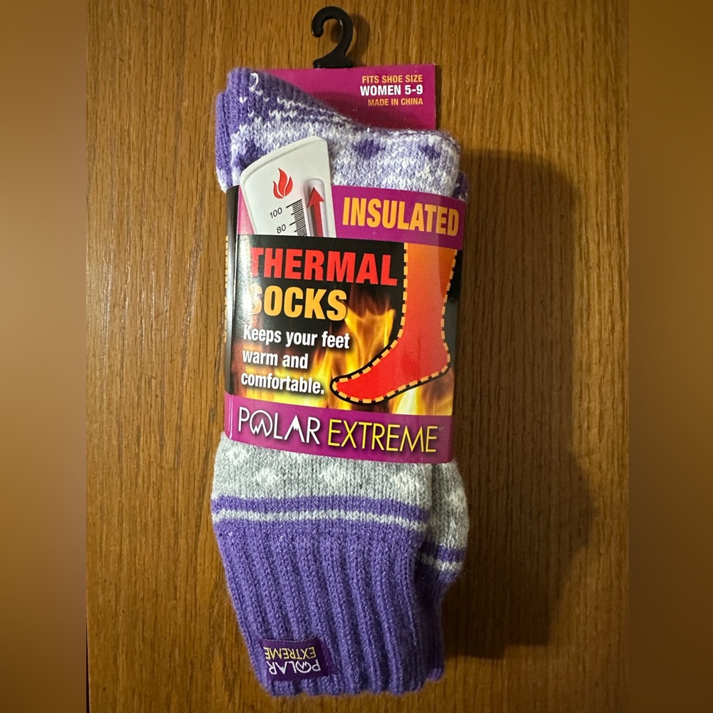 Purple and Gray Casual Thermal Socks